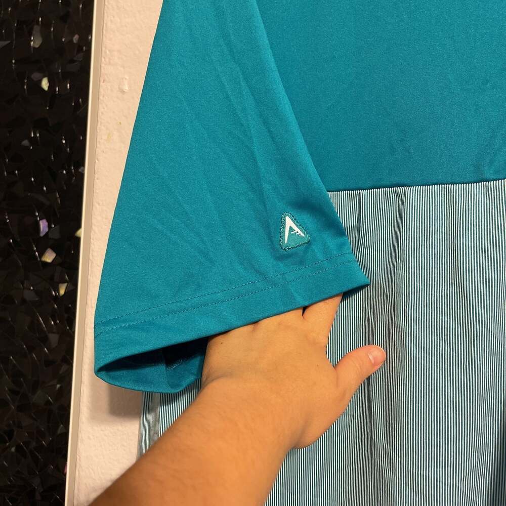 Antigua Miami Dolphins Polo Shirt Men's Large Aqua Teal Striped NFL Football - Picture 4 of 10